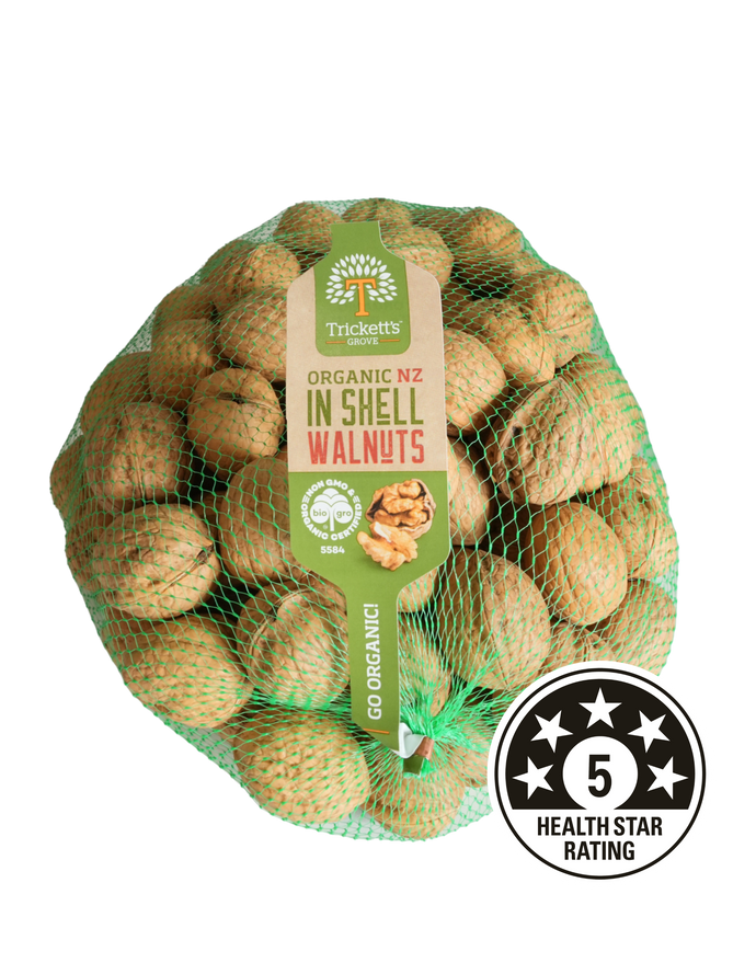 Trickett's Grove Organic Whole Walnuts 1kg (In-shell Walnuts) - NZ Grown - BioGro Certified